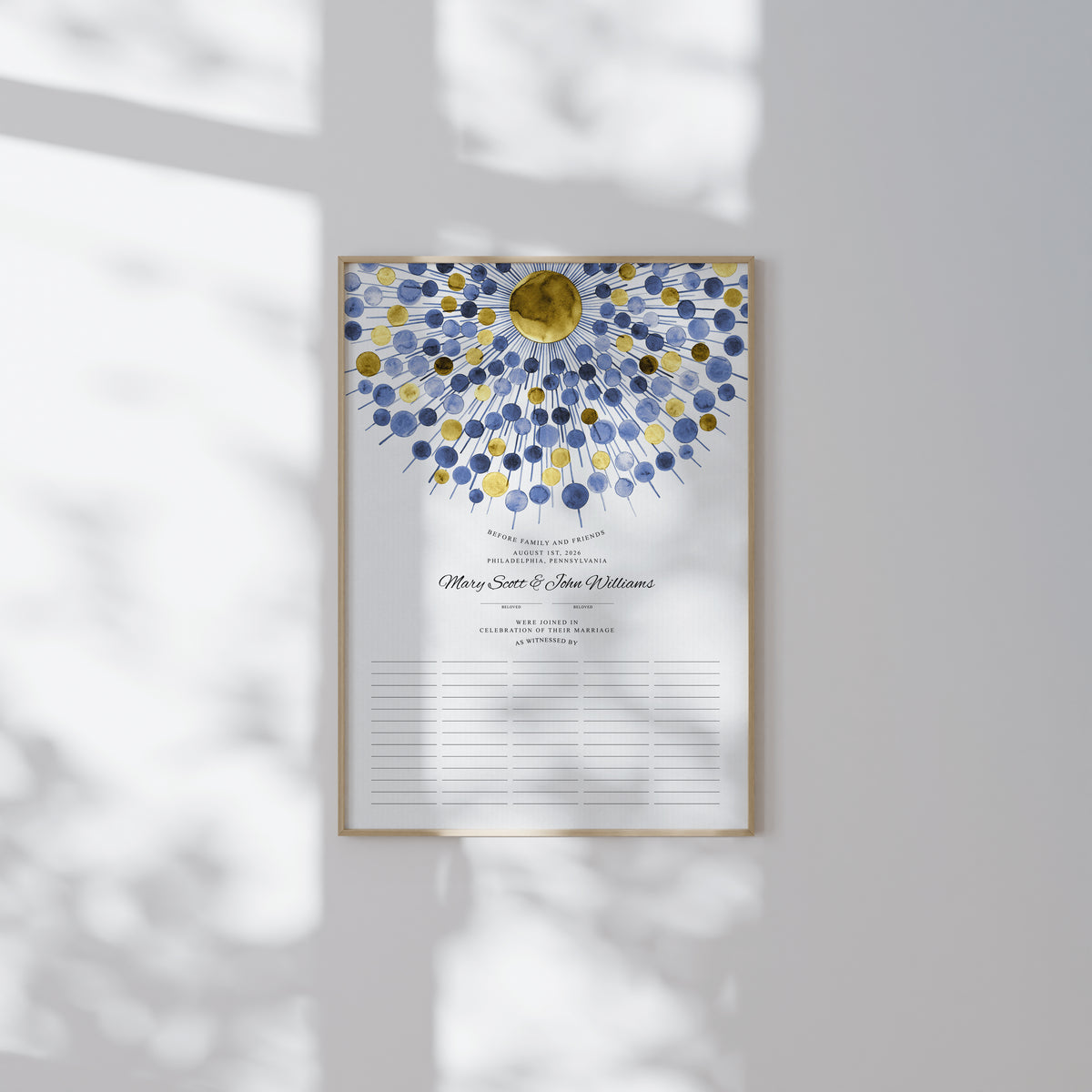 Golden Rays of Light Marriage Certificate | Inner Radiance Quaker Sacred Covenant | Scalar Connection Sky