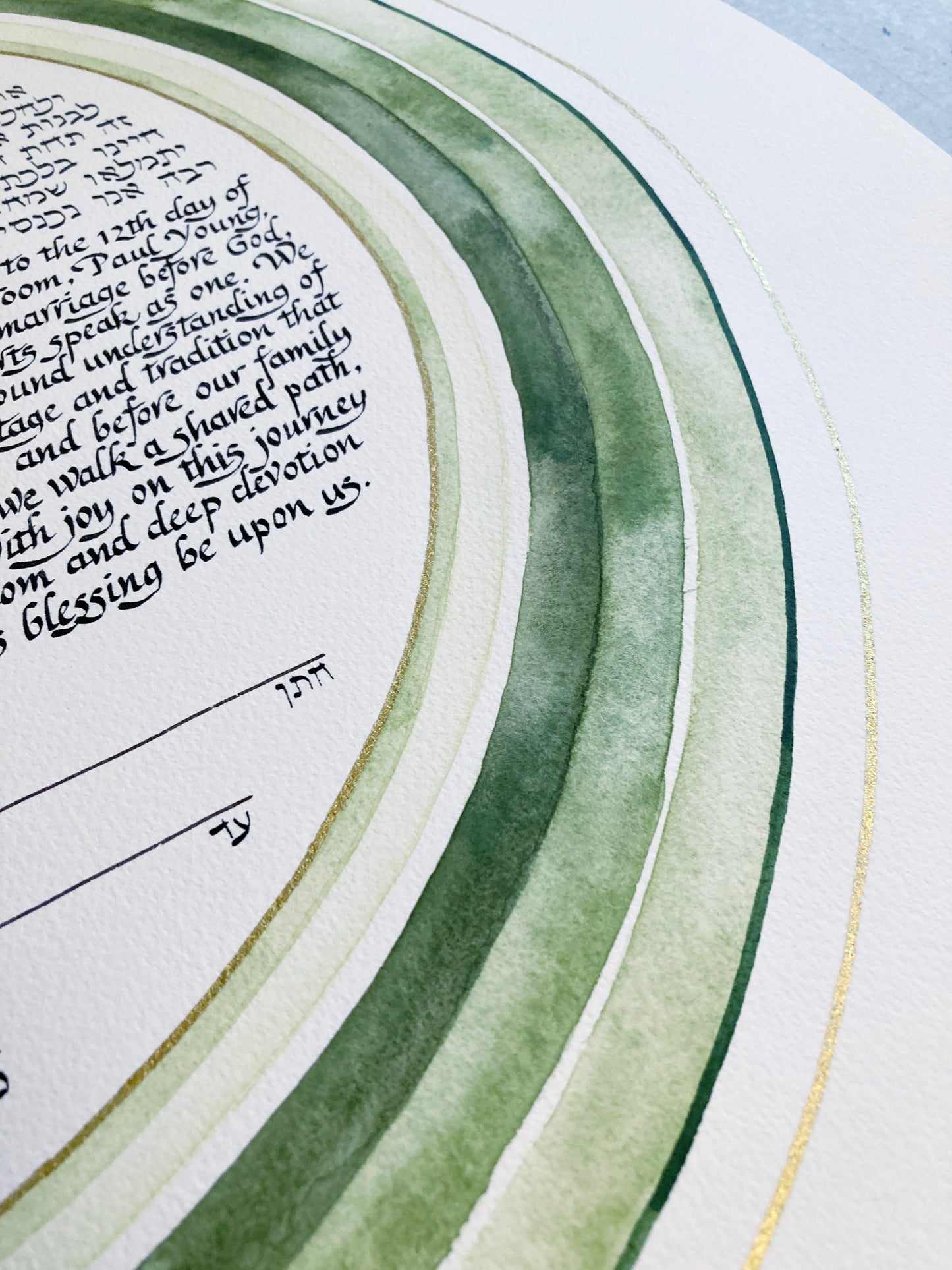 Reserved listing for Rebi N - Celestial Genesis Waters Gold Rings Handmade Commission Ketubah