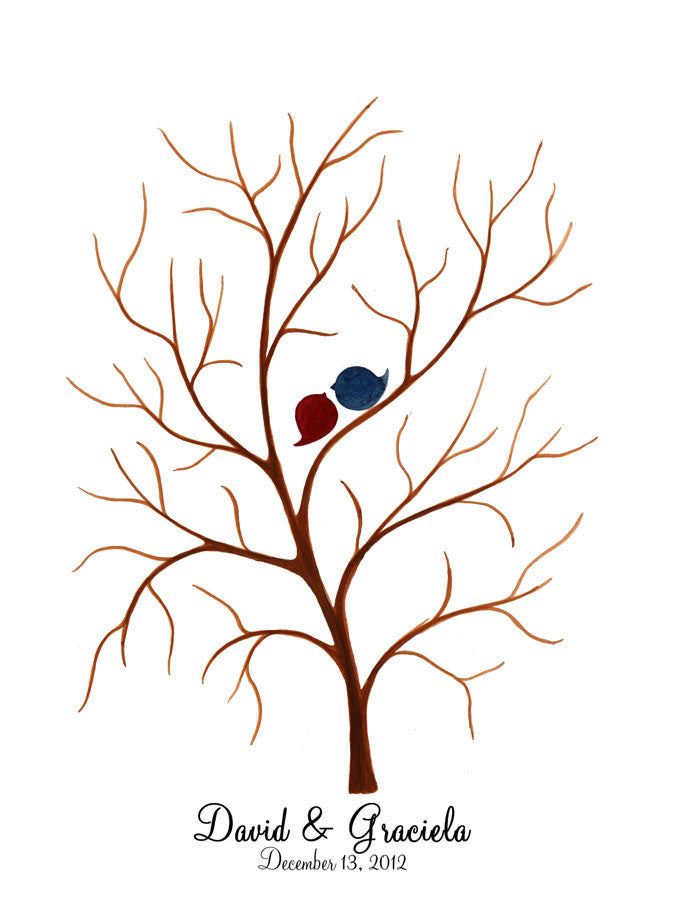 Wedding Tree Thumbprint fingerprint ready wedding guestbook