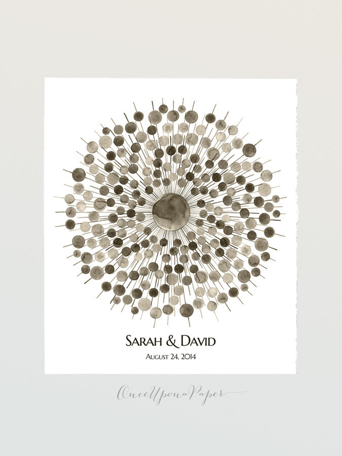 Ball Ray Wedding Guest book print - Mid century modern