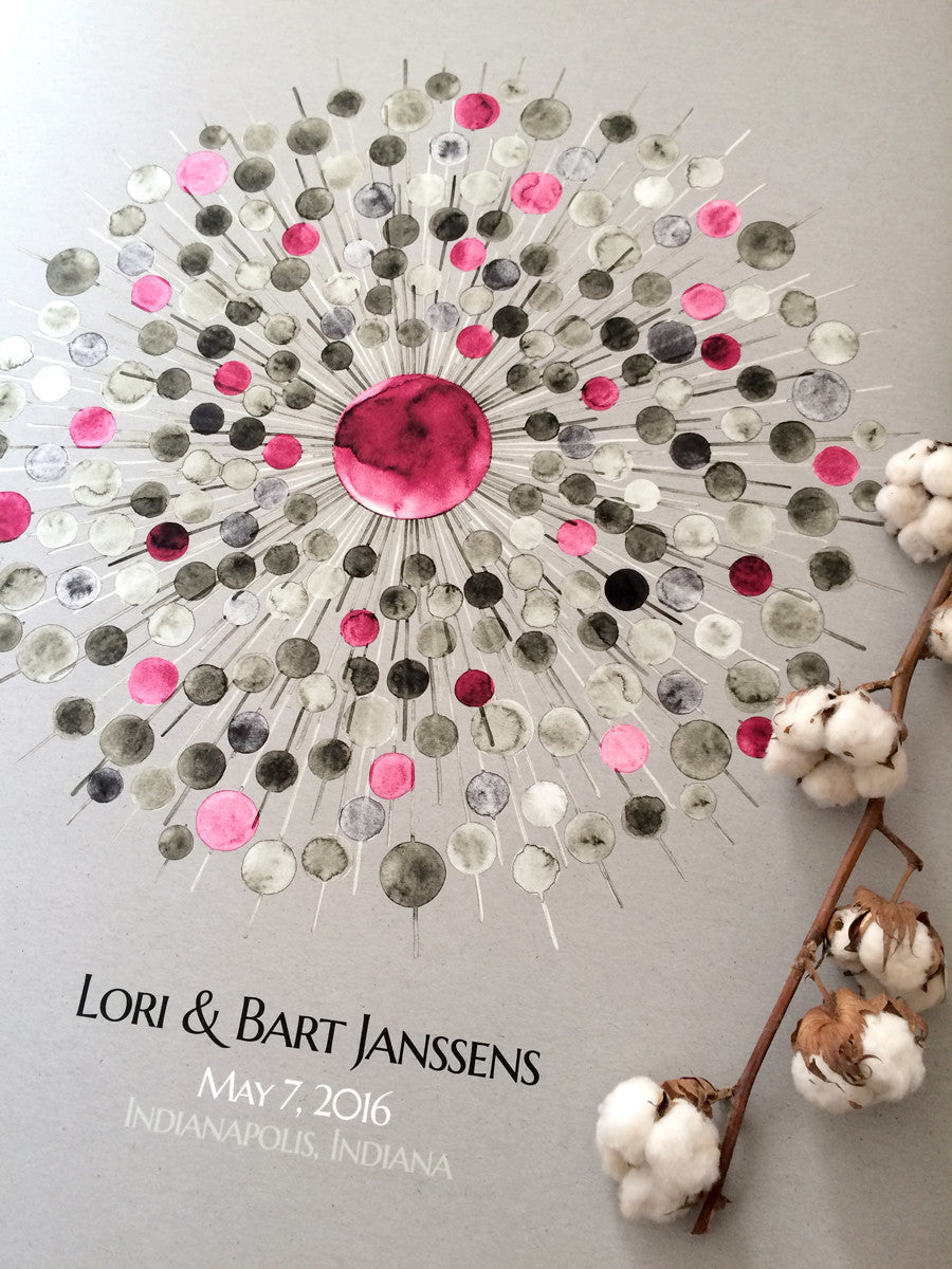 Ball Ray Wedding Guest book print Mid century modern