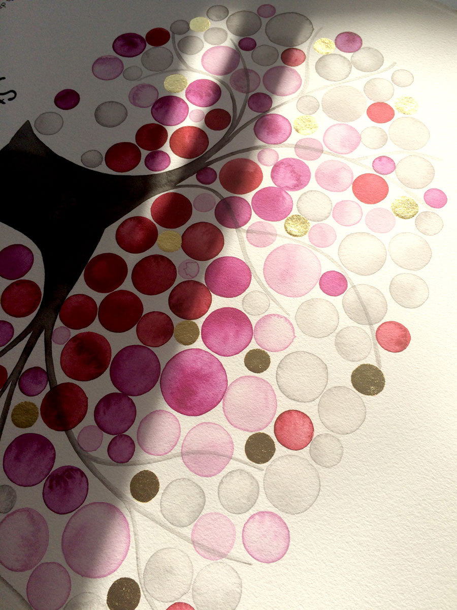 Gold Leaf Accents Ketubah watercolor painting - Hand Calligraphy