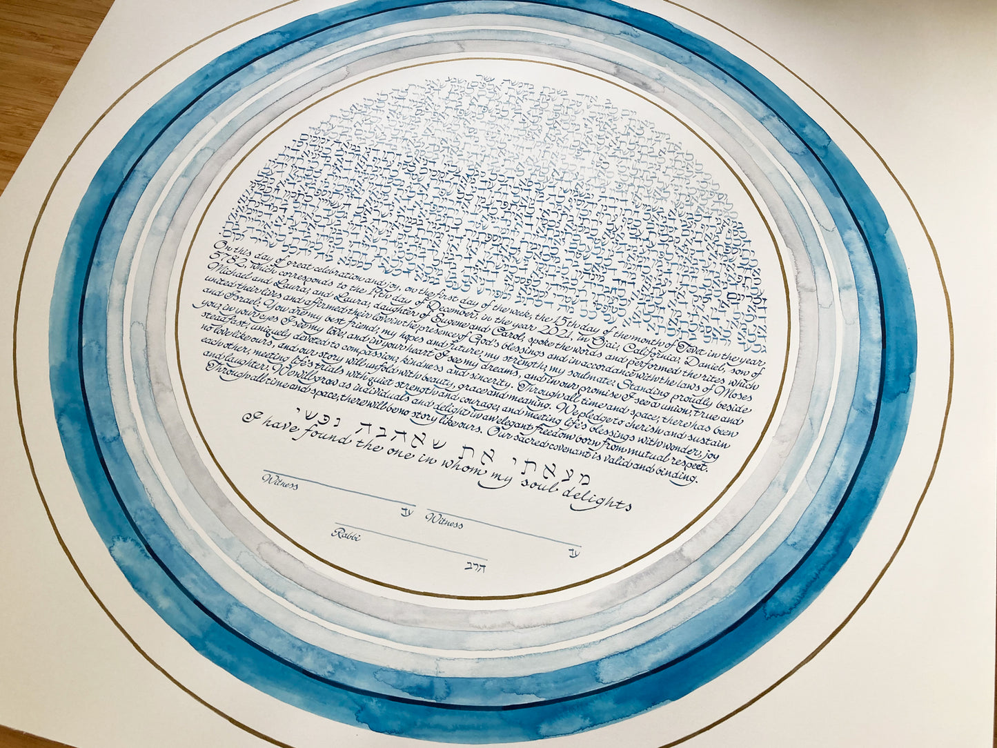 Celestial Genesis Waters Gold Rings Handmade Commission Ketubah