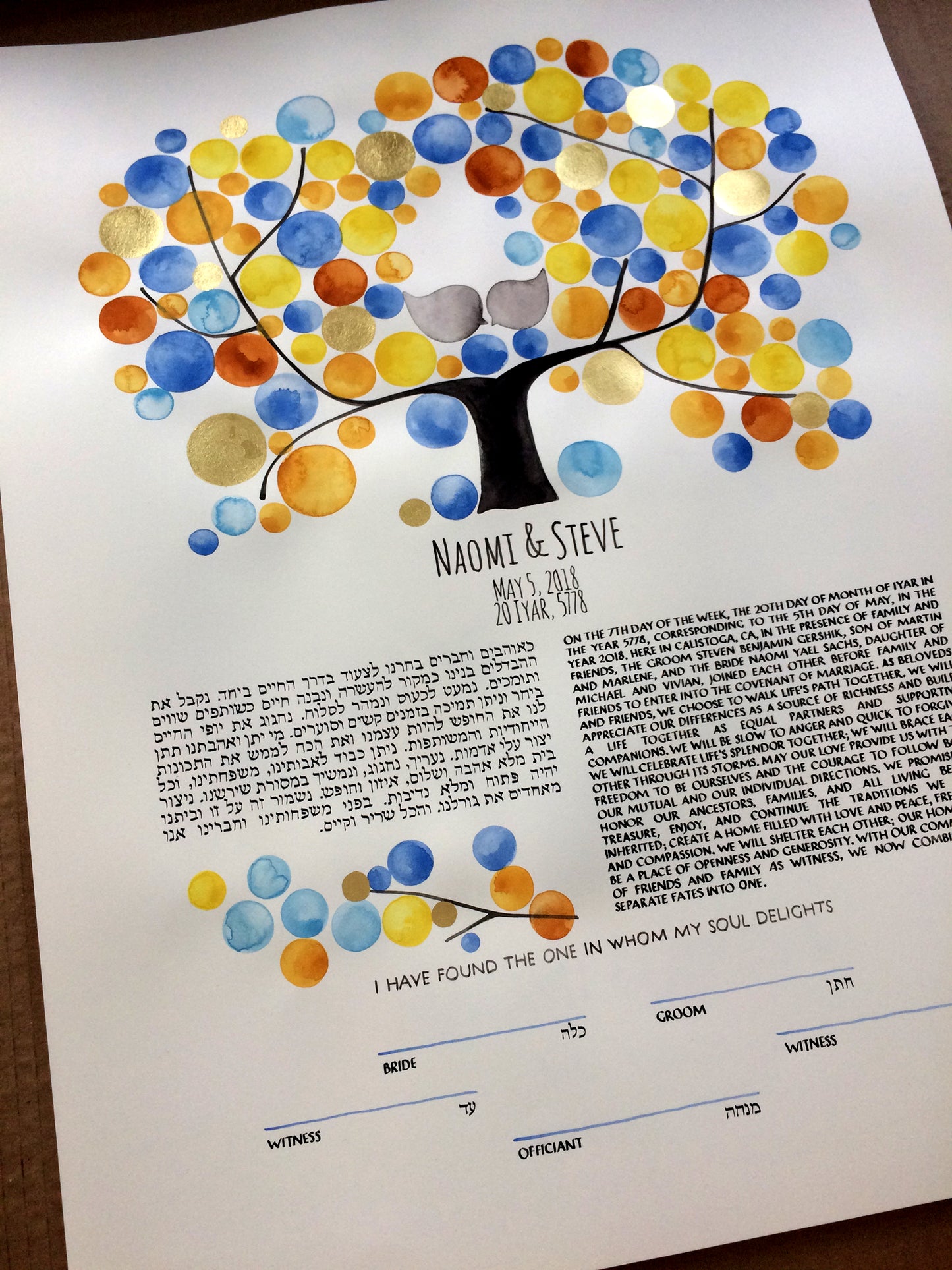 Jelly Beans Ketubah Watercolor Painting Gold leaf proud