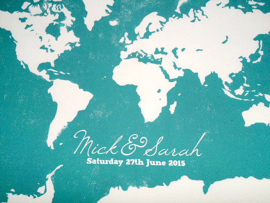 Wedding Guest Book Alternative Print WORLD MAP