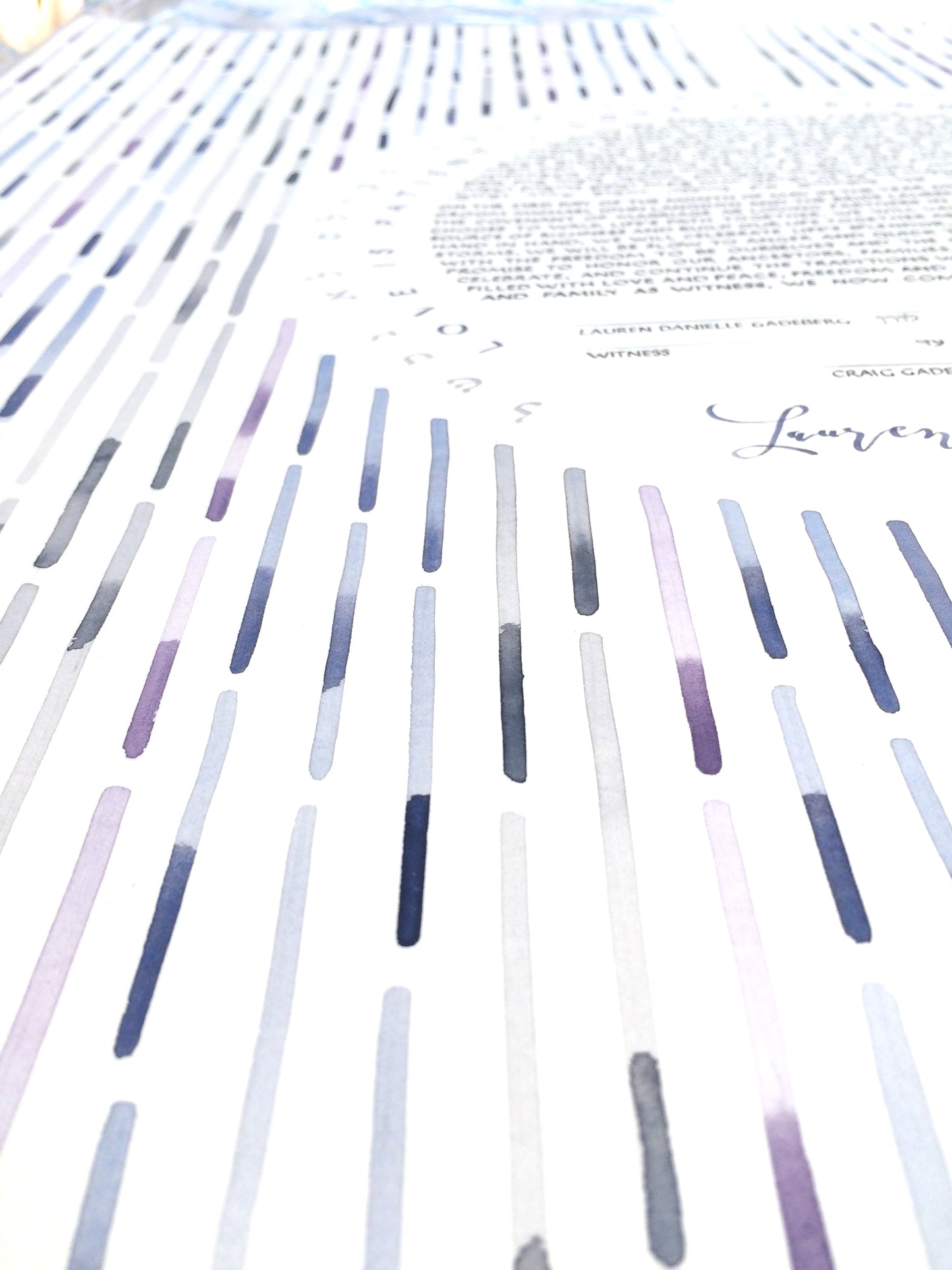 Mid century modern Waterfall Ketubah custom artwork commission