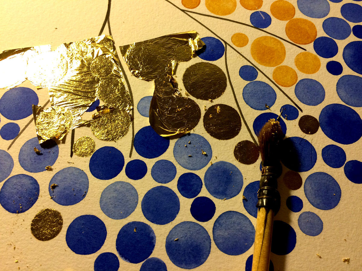 Painted Ketubah Watercolor with real gold leaf accents - ACACIA TREE SUNRISE