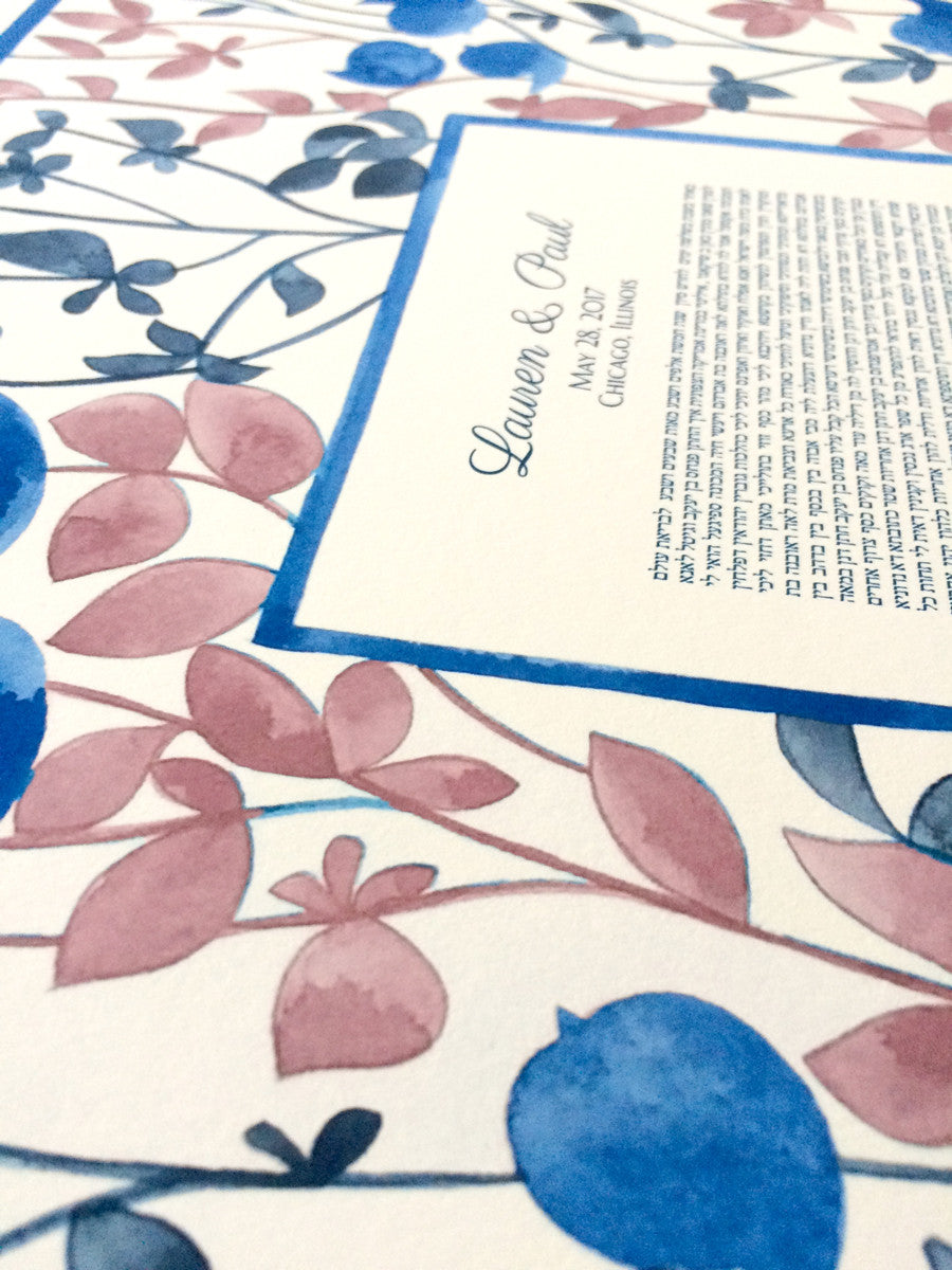 Watercolor Ketubah Song of Songs - BELOVED GARDEN