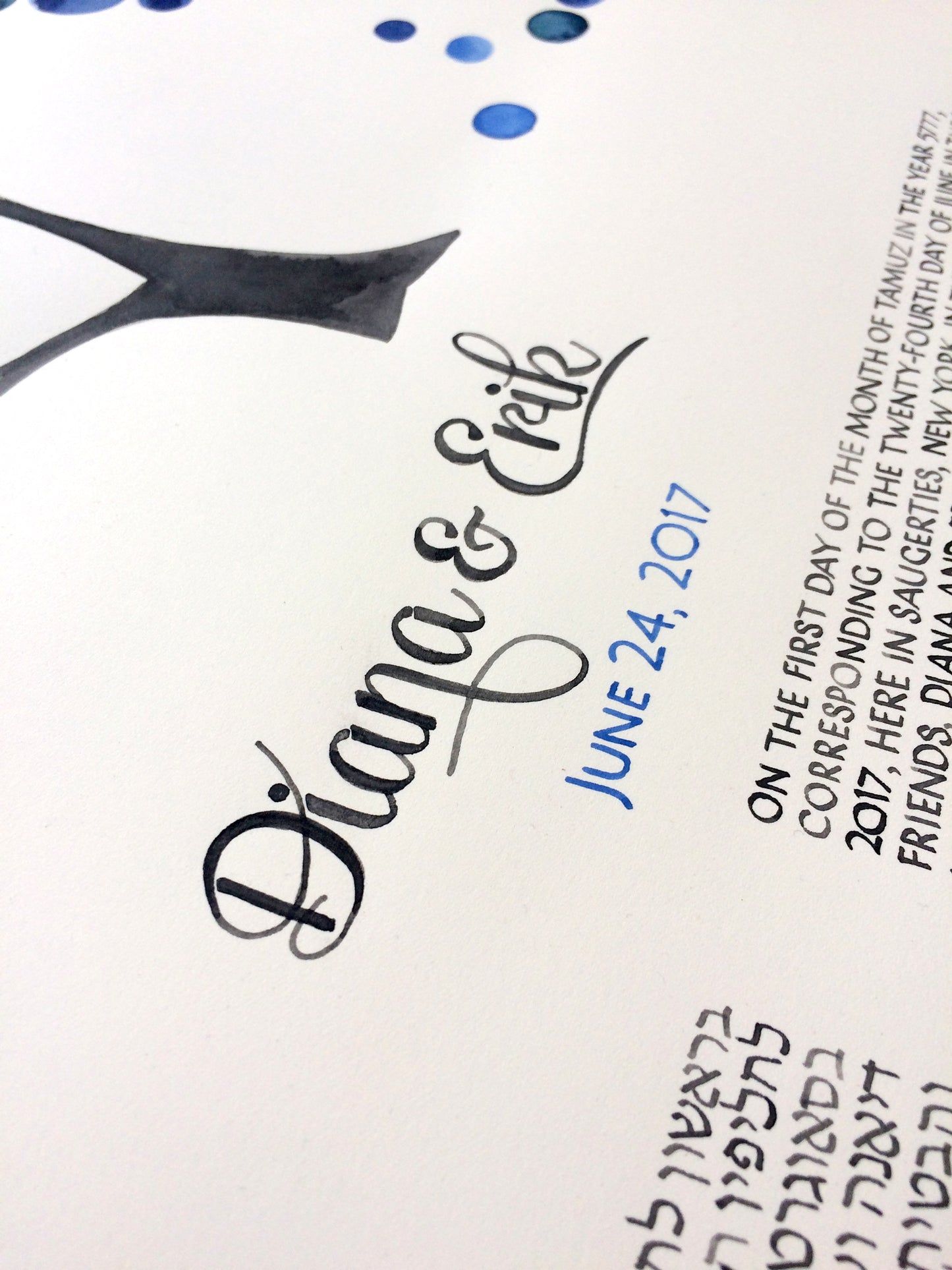 New York Blue Gold Jewish Wedding Ketubah