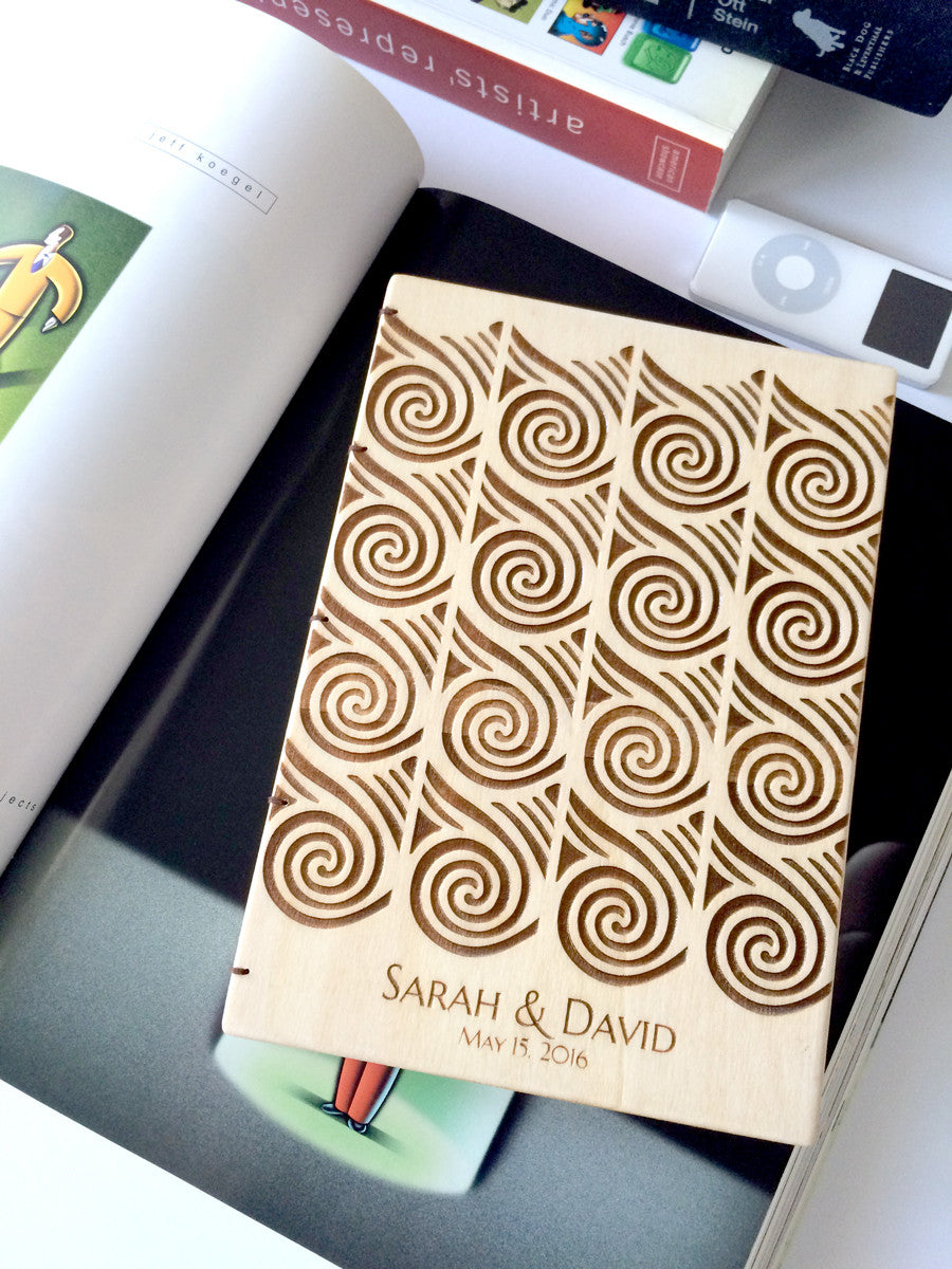 Coptic binding Custom Engraved Wood Sketchbook Journal Notebook - CUCUTENI