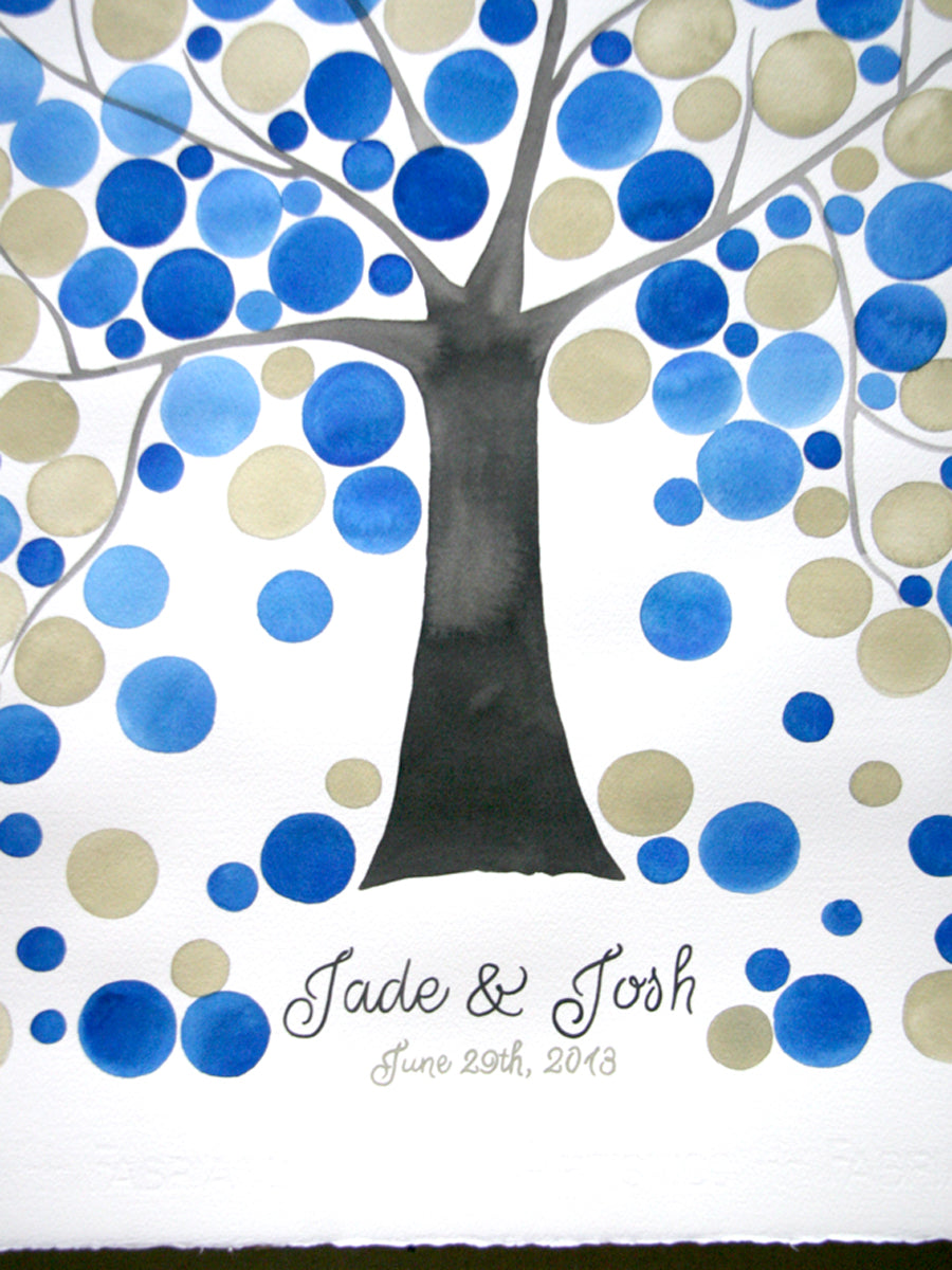 Jade-Josh wedding Watercolor ketubah-guestbook set painting
