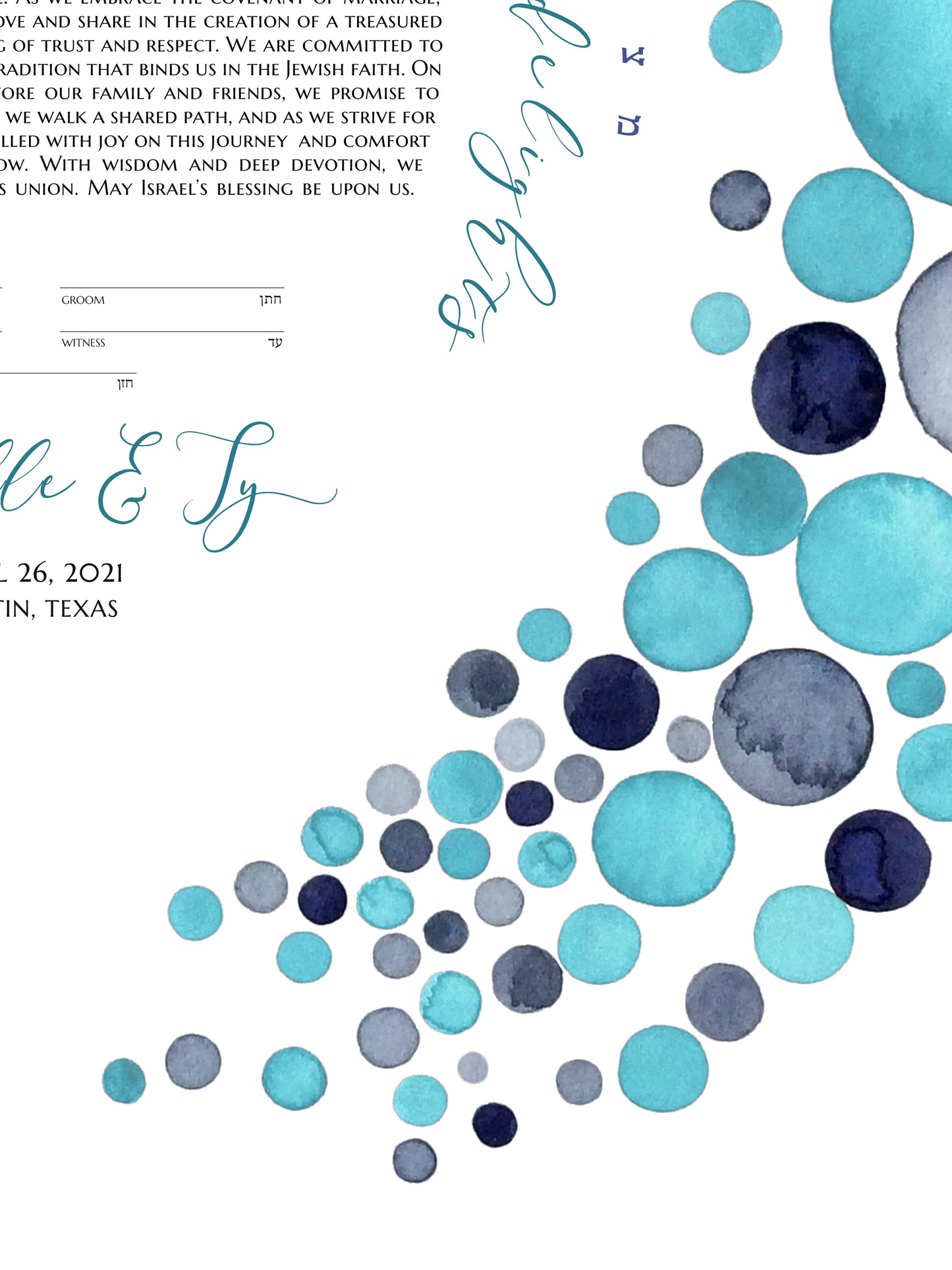 Beach Wedding Ketubah Turquoise Sea Pearl