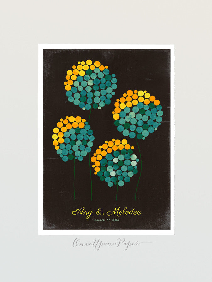 Dandelion Wedding Guest Book print - WILD DANDELION FLOWERS