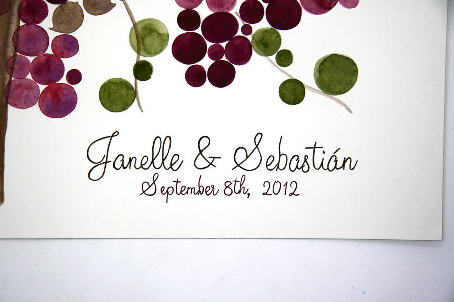 Custom Signature Wedding Guest Book Alternative Rustic Vine Tree - 150 guest signatures Personalized wedding guestbook love birds