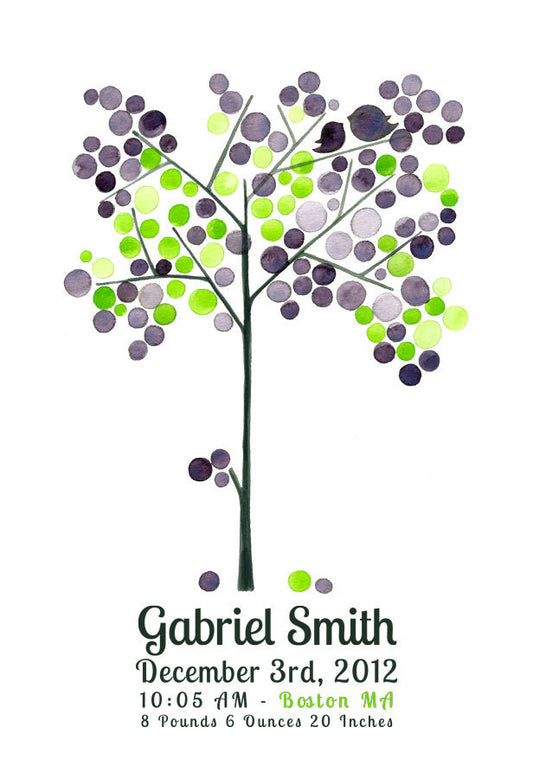 Wedding Gift - custom name EVENT TREE PRINT, kids wall decor, kids room decor, Baby shower, Anniversary, Special Day, Birthday, Graduation