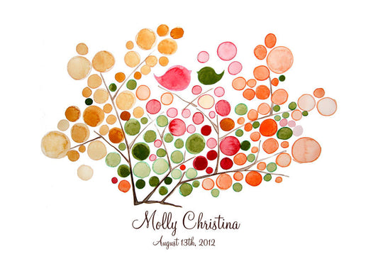 Wedding Gift - Personalized custom GIFT TREE PRINT, wall decor, kids room decor, Baby shower, Anniversary, Special Day, Birthday, Graduation