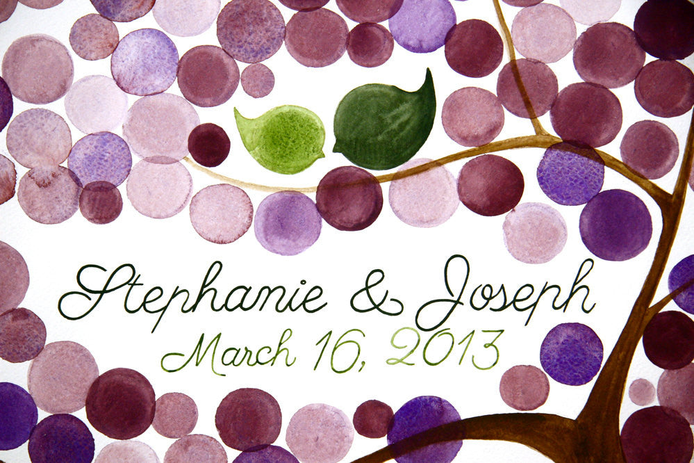 Custom Wedding Guest Book Tree Alternative - 175 guest signatures guestbook, Event Tree Guest book, love birds rustic tree of life