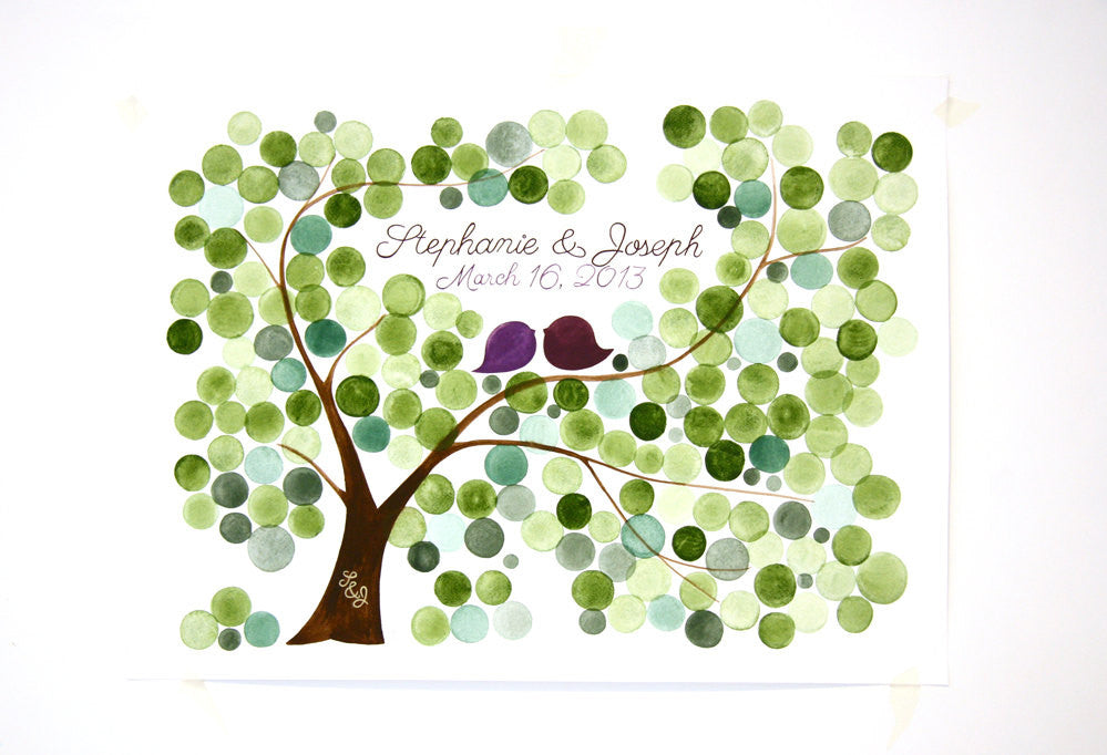 Personalized Wedding Guest Book Tree Alternative - 175 guest signatures Large Custom Wedding guestbook, Event Tree Guest book, love birds