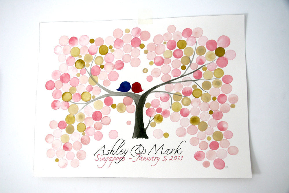 Custom Wedding Guest Book Tree Alternative - 200 guest signatures Large Custom Wedding guestbook, Event Tree Guest book, love birds