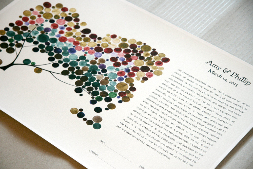 Personalized Giclee Ketubah Multicolor Tree
