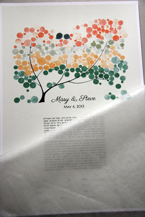 Personalized Custom Modern Ketubah - Coral Theme Beach stones