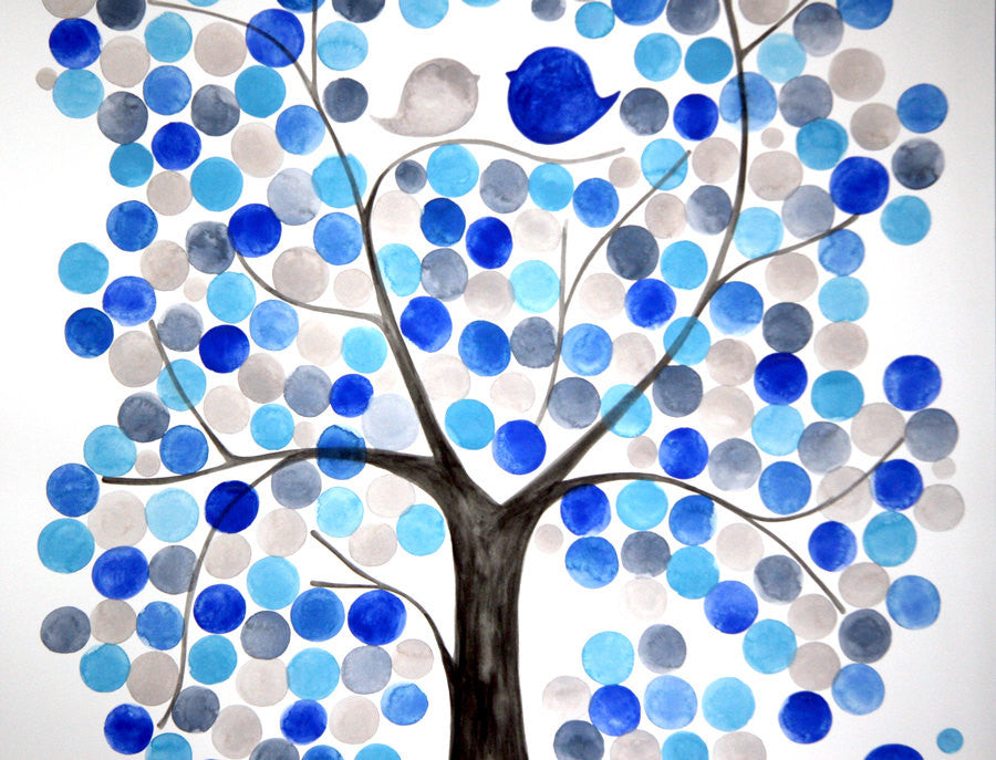 Custom Anniversary Guest Book - Wedding guestbook, Event Tree, love birds, abstract, tree of life