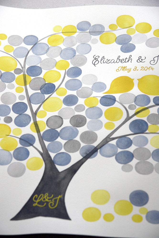 Personalized Wedding Guest Book Tree Alternative - 175 guest signatures Large Custom guestbook, Event Tree, love birds rustic tree of life