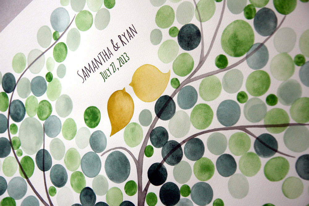 Signature Wedding Guest Book Tree Alternative -150 guest signatures Large Custom, Event Tree, love birds rustic tree of life