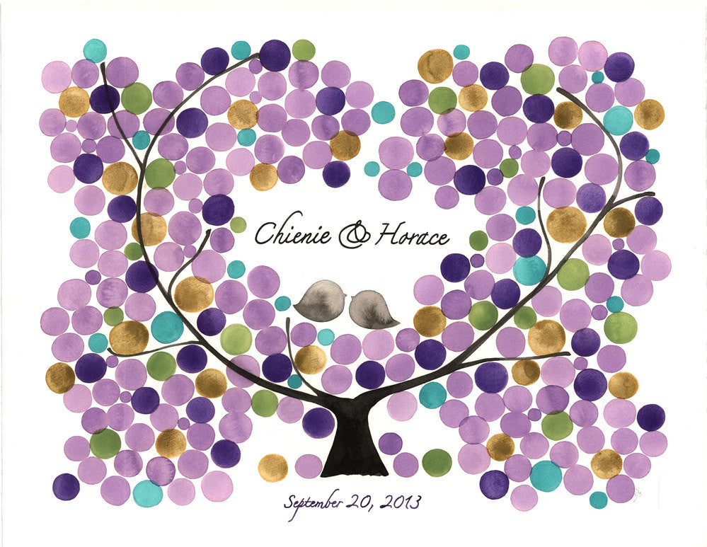 Custom Wedding Guest Book Tree Alternative - 225 guest signatures Large guestbook, Event Tree, love birds rustic tree of life