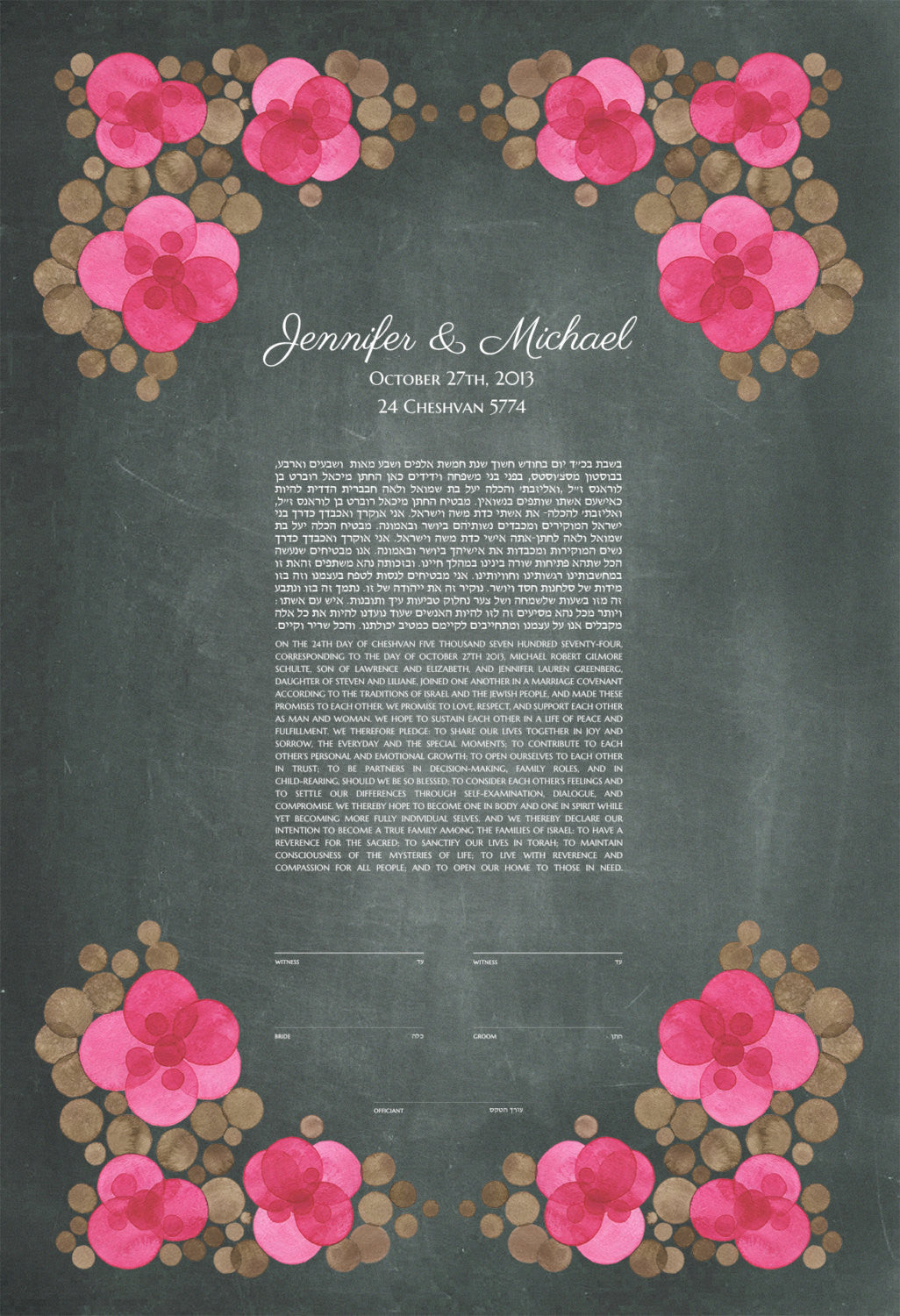 Ketubah art print - Pansy Flower Bucket