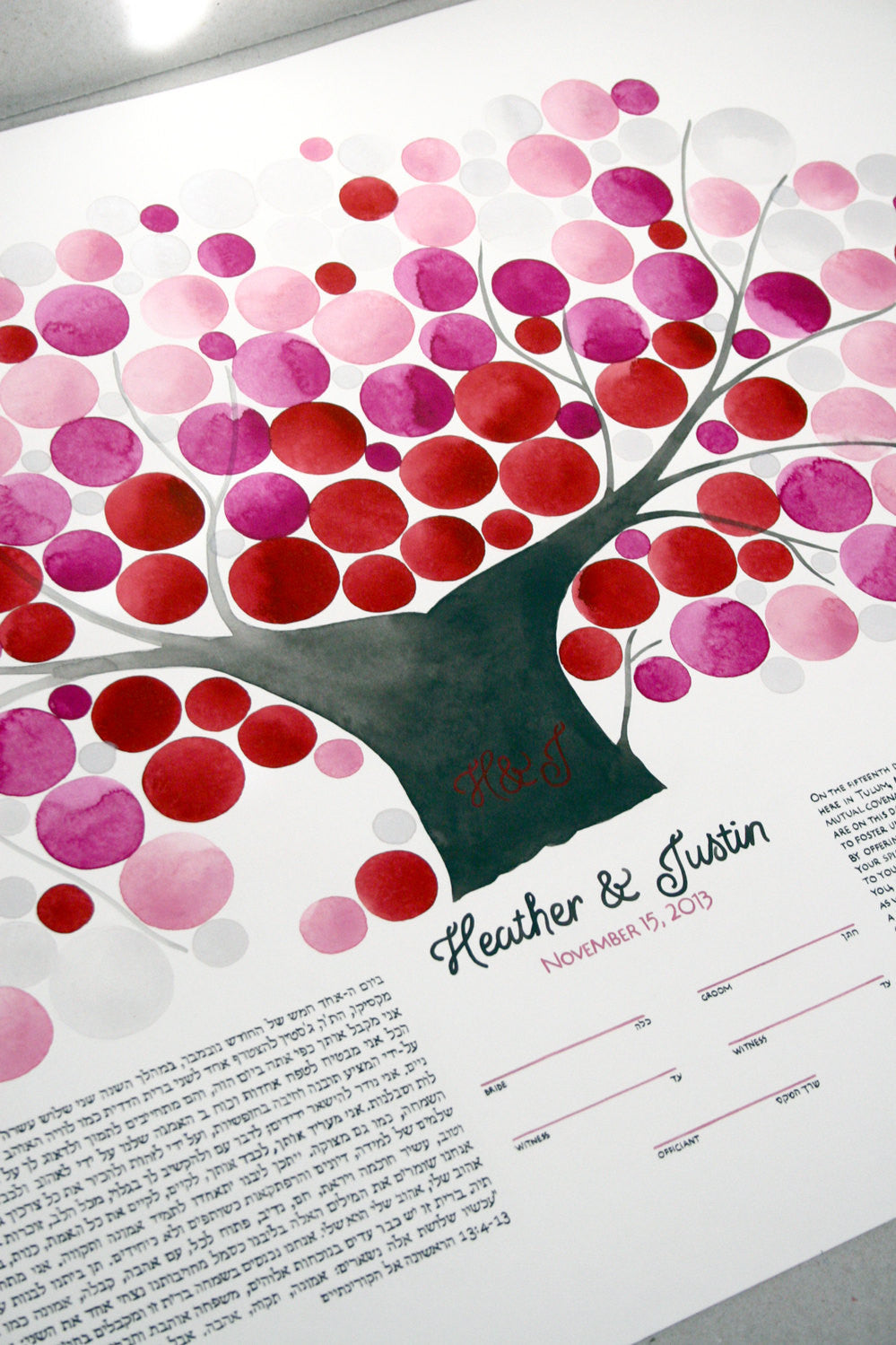 Custom Modern Ketubah - KANZAN CHERRY TREE - Sakura Matsuri Under the Spring Blossom Chuppah