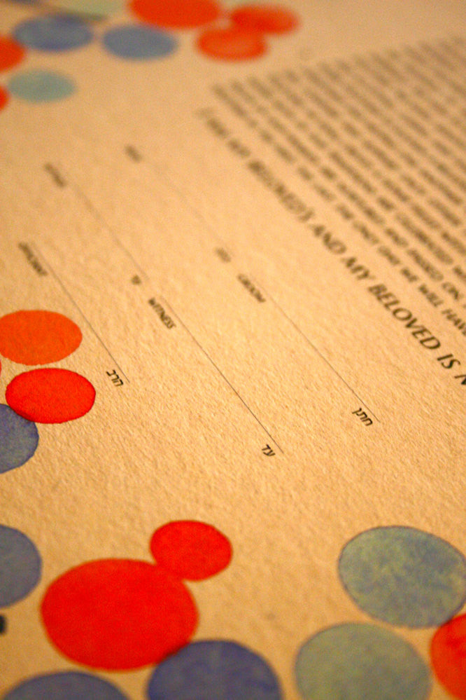 Personalized Modern Ketubah - Painted Branches with Love Birds