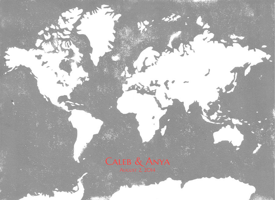 WORLD MAP Modern original Alternative Guestbook