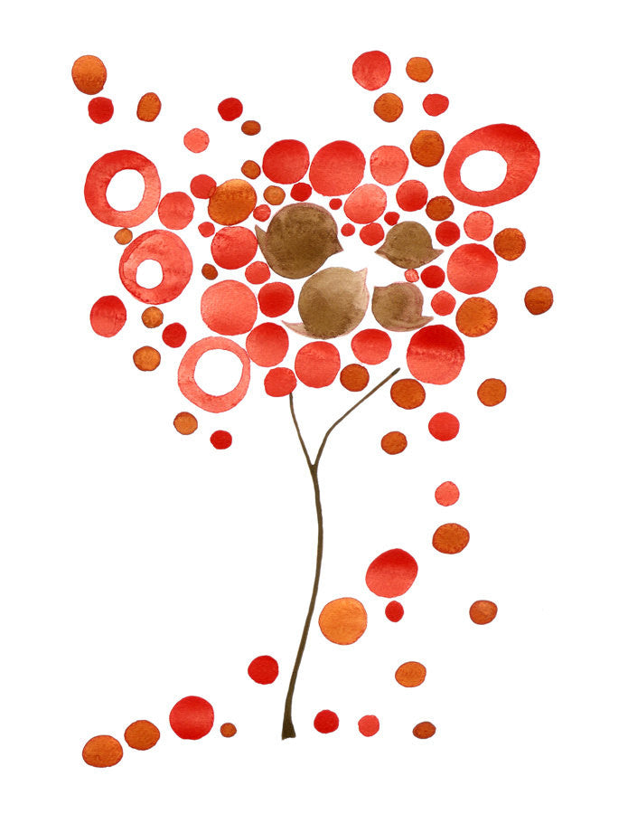 RED DROPPING TREE art print