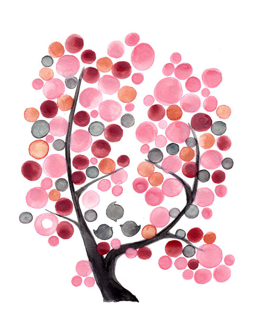 PINK GRAY TREE art print