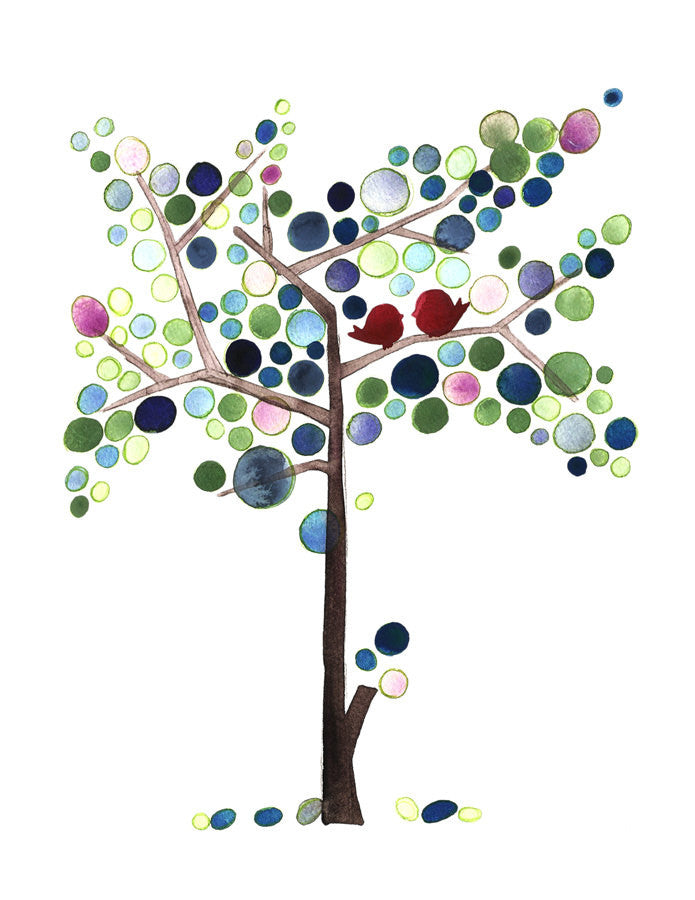 BLUES TALL LOVE BIRDS art print