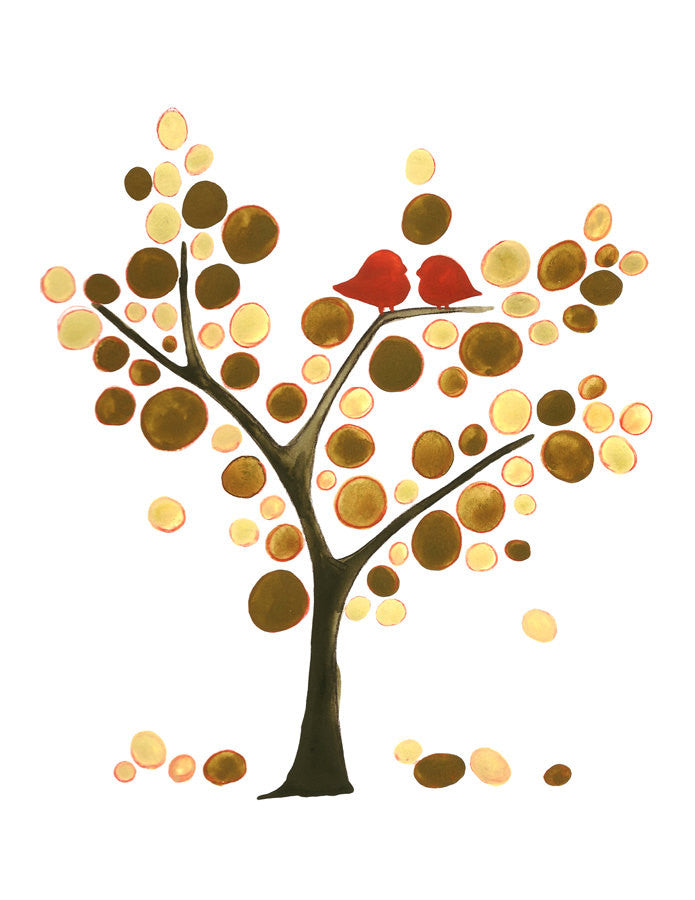 BROWNS UPTOWN LOVE BIRDS TREE OF LIFE art print