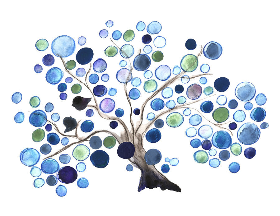 BLUE LAGOON LOVE BIRDS Tree art print