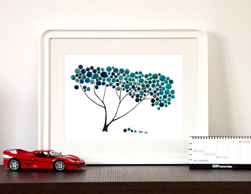 BLUE SAFARI TREE art print