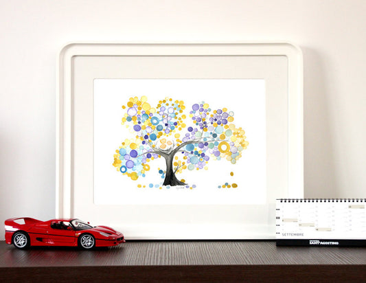 YELLOW PURPLE FAMILY art print