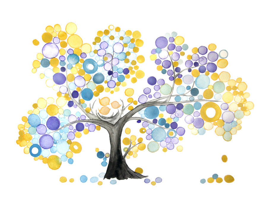 YELLOW PURPLE FAMILY art print