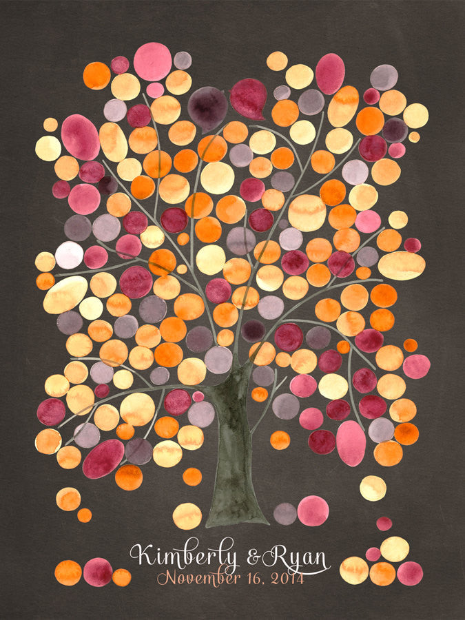 Wedding Guestbook art print - MONGOLIAN OAK TREE