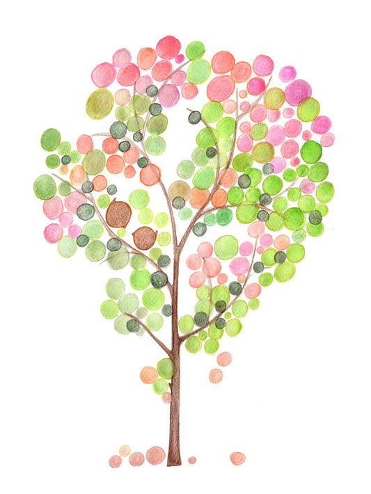 PINK GREEN TREE art print