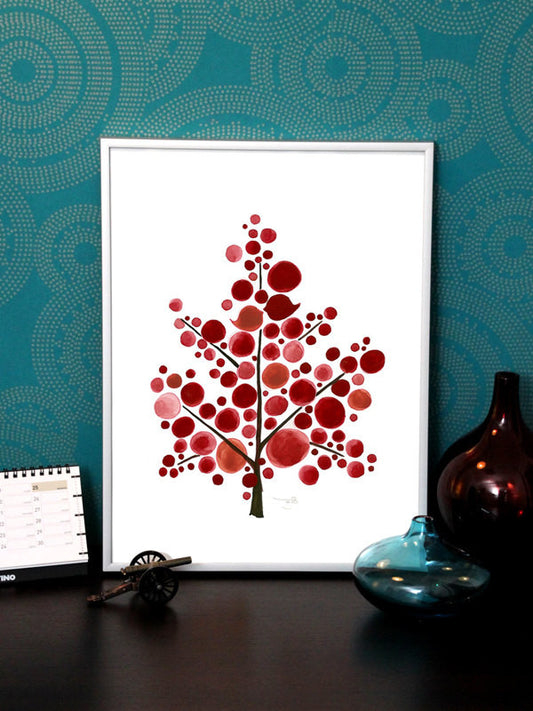 SCANDINAVIAN RED TREE art print