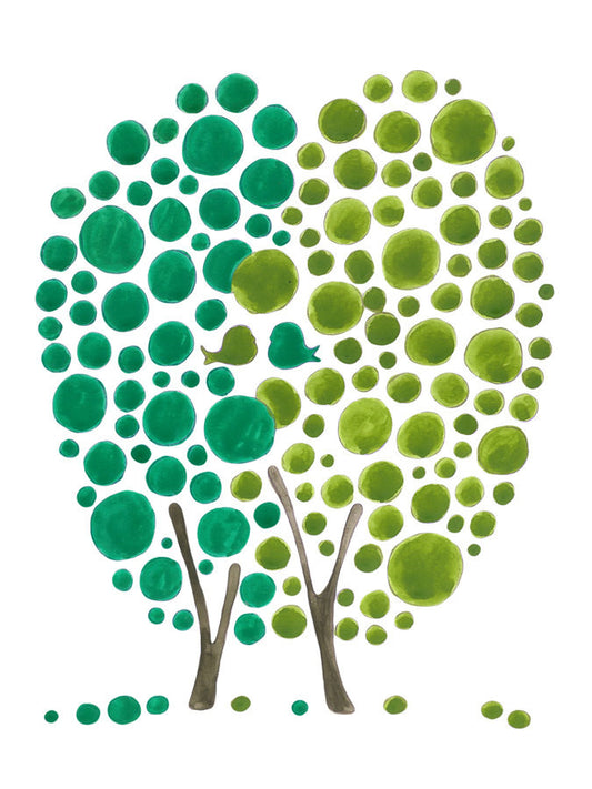 TWO AS ONE GREEN LOVE TREE art print