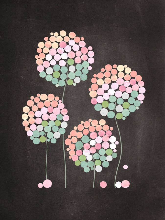 4 CLOVER FLOWERS art print