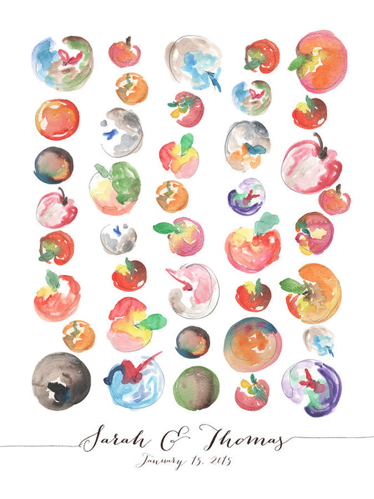 Wedding Guest Book Tree art Print - One Apple a Day