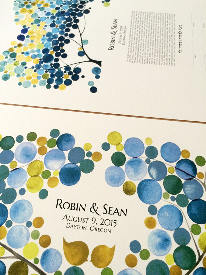 Modern Ketubah and Matching Guestbook Set