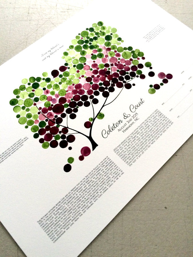 Modern Ketubah Tree giclee print - Spring Tree of Life by OnceUponaPaper