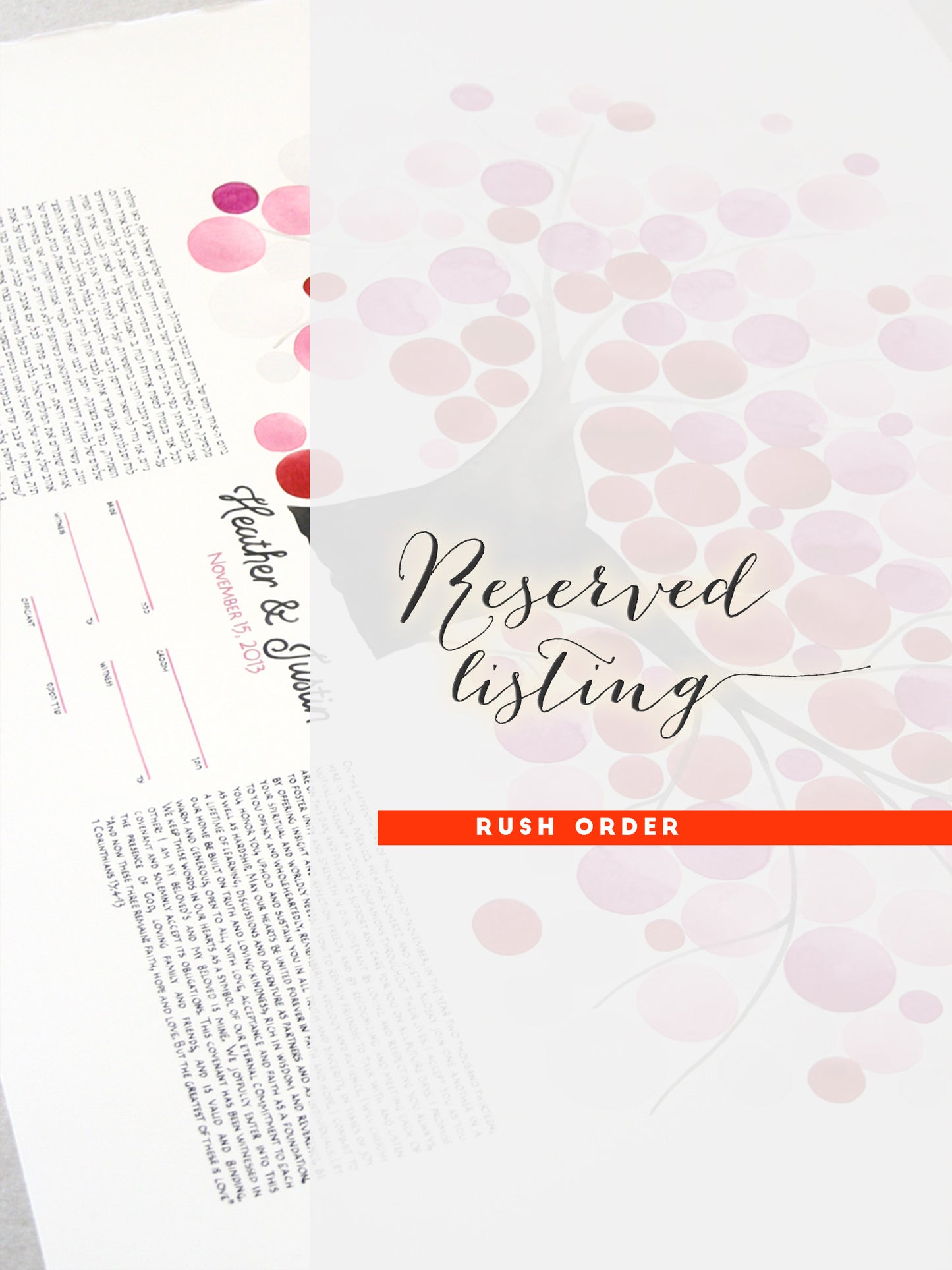 Ketubah cotton print with gold leaf accents - Reserved Listing for Rosey S